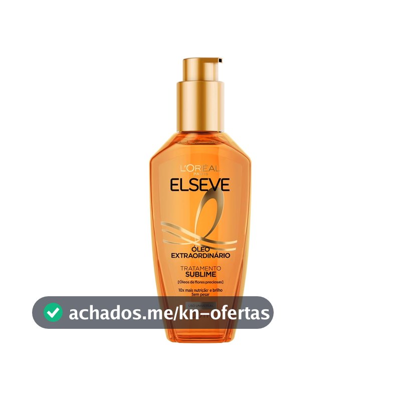 L'Oréal Paris Elseve Óleo Extraordinário Finalizador Capilar, Nutrição Profunda com 6 Óleos Preciosos, Anti-Frizz, Proteção Térmica até 230°C, Brilho Intenso para Todos os Tipos de Cabelo, 100ml