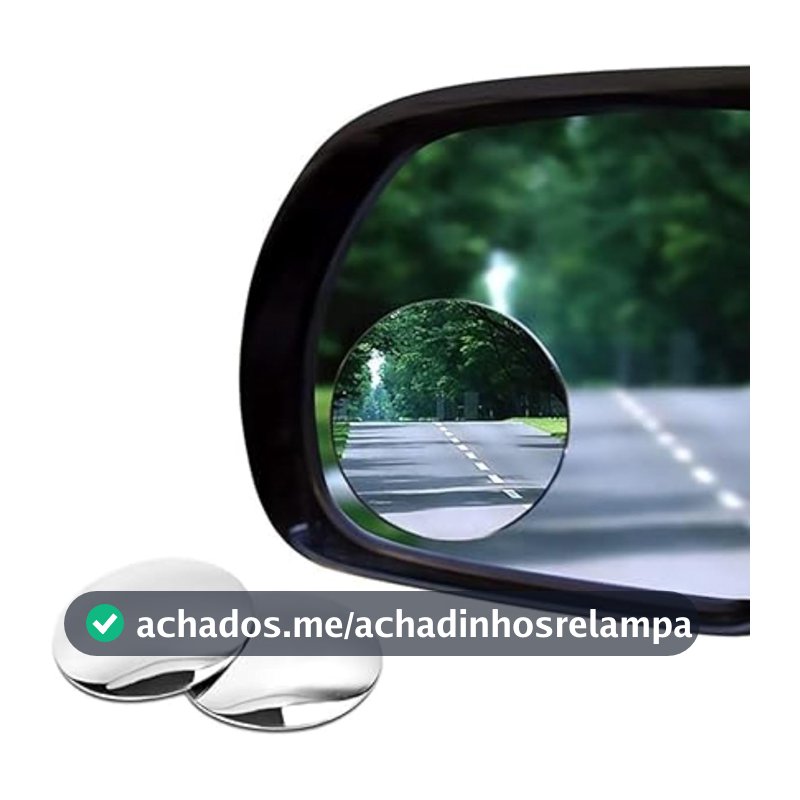 Espelho para Retrovisor contra Ponto Cego, 2 Polegadas, Vidro HD, Moldura Resistente à Ferrugem, Adesivo, Visão 360°, Universal