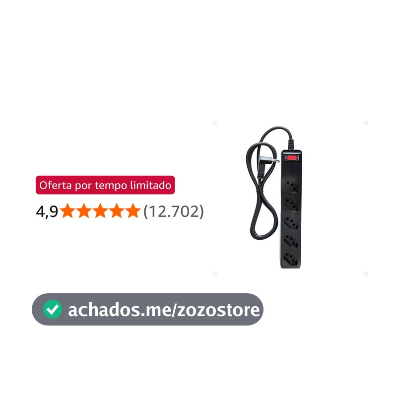 Filtro de linha com protetor contra surtos (DPS) - 127/220 volts - 10 amperes - 5 tomadas - 3 pinos - iCLAMPER Energia 5 - LCF - Preto