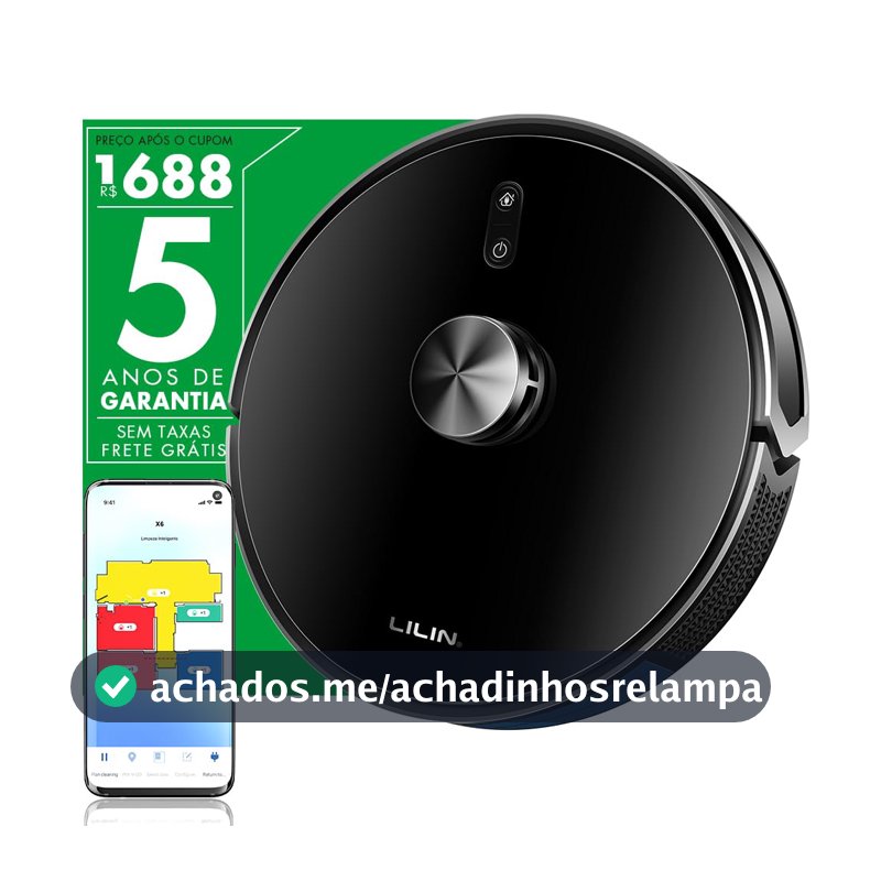 LILIN Robô aspirador de pó X6 Navegação e mapeamento LIDAR 3 em 1 Bivolt