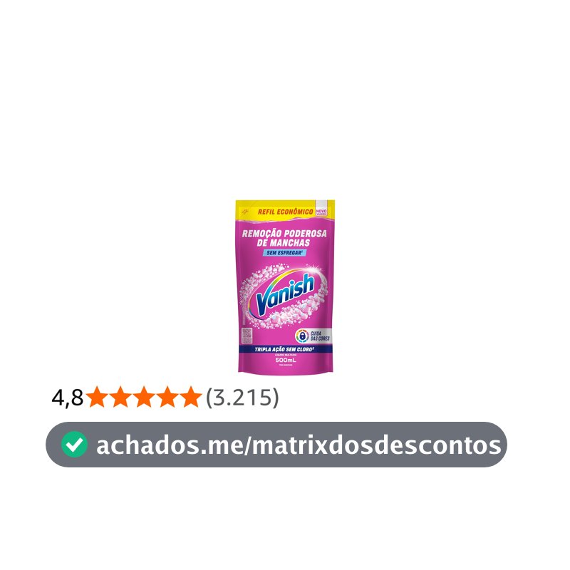 Tira Manchas Líquido Vanish Oxi Action Pink refil 500ml para Roupas Coloridas. Sem Cloro, Remove Manchas sem Danificar o Tecido, Preserva as Cores e Deixa as Roupas com Aparência de Novas