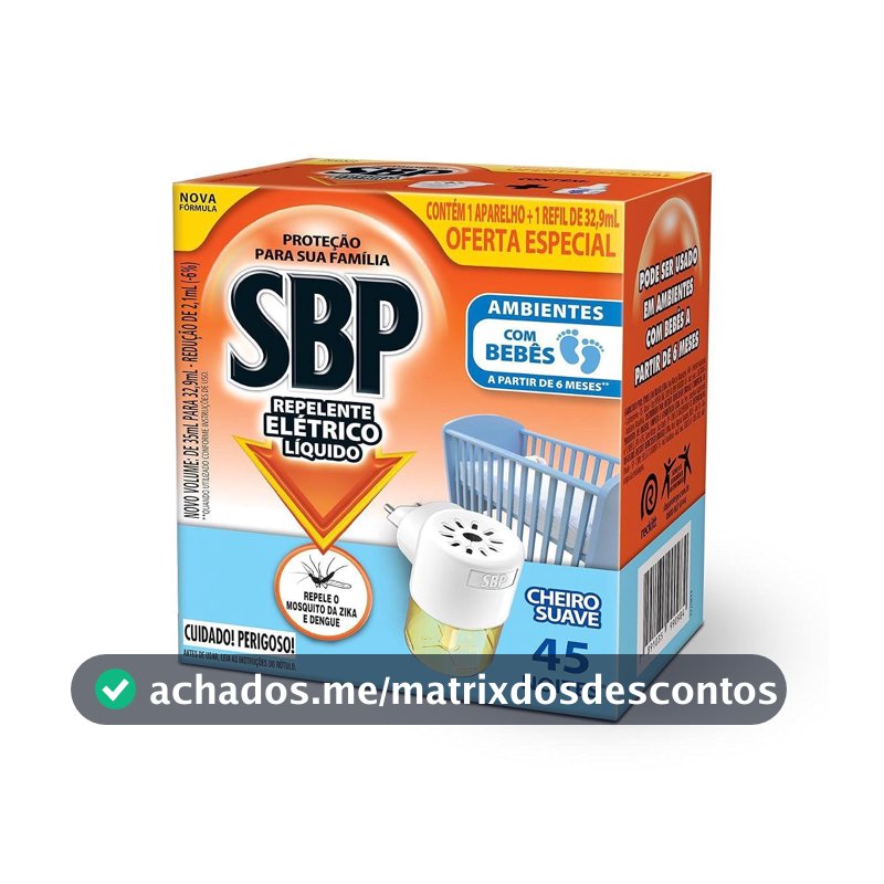 Repelente Elétrico Líquido SBP, 45 Noites, 35ml
