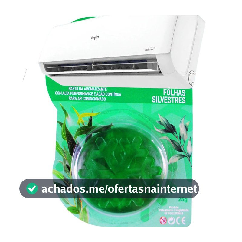 Pastilha Bactericida Aromatizante para Ar Condicionado Split – FOLHAS SILVESTRES (25g) Higienizadora Ação neutralizadora de odores Aroma contínuo ELIMINA MAU CHEIRO
