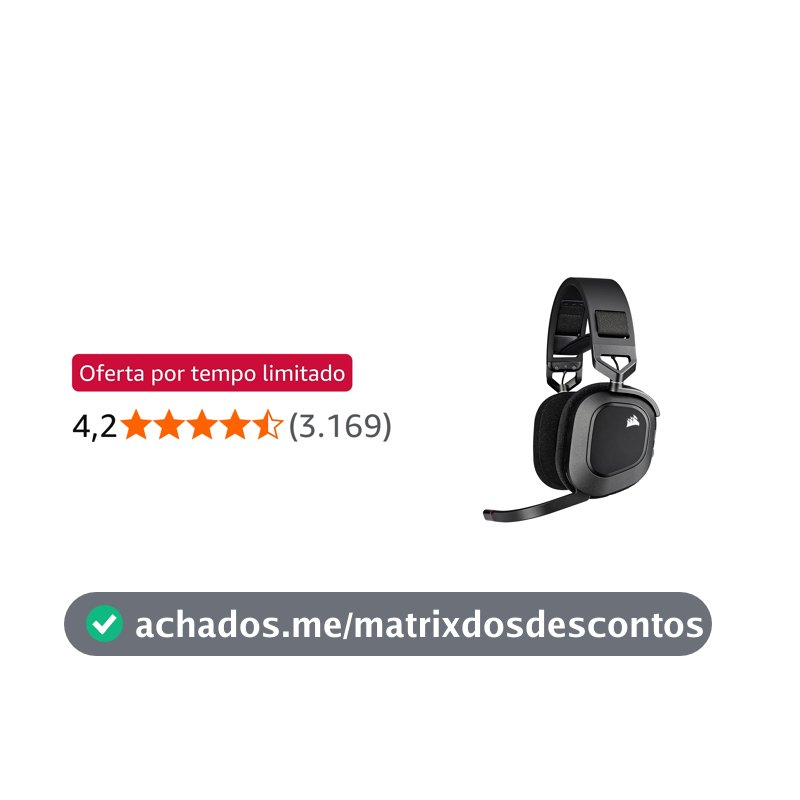 Headset Gamer Corsair HS80 RGB WIRELESS, Drivers 50mm, Preto - CA-9011235-NA