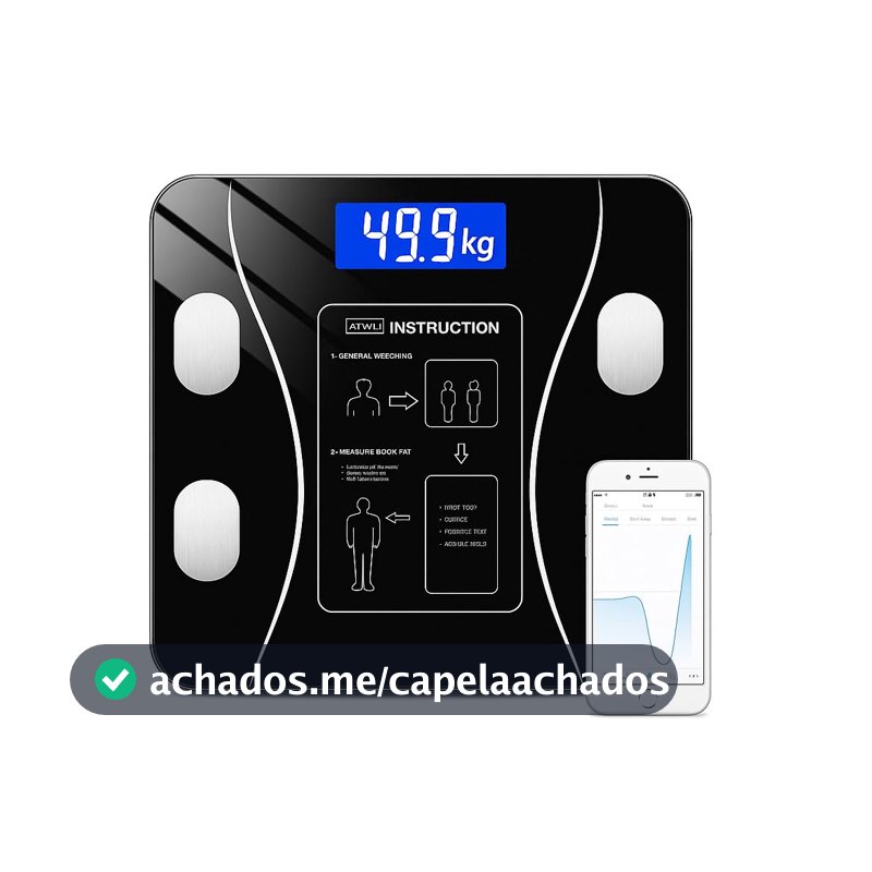 Balança Corporal Bioimpedância Premium Com Visor Inteligente Bluetooth Composição Corporal Peso Controle da Sua Saúde Completo Com Aplicativo