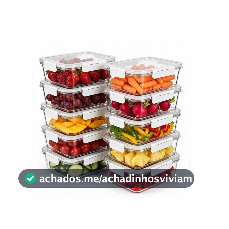 Oikos - Kit 10 Potes de Marmita 370ml Vidro Herméticos com Trava