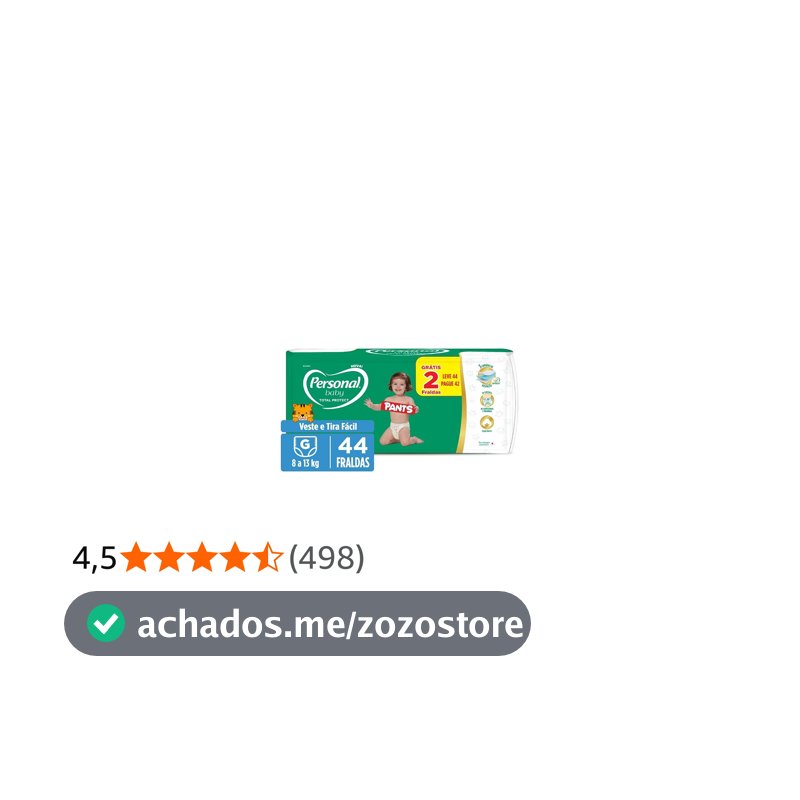 Personal Fralda Baby Total Protect Pants Grande, 44 Unidades
