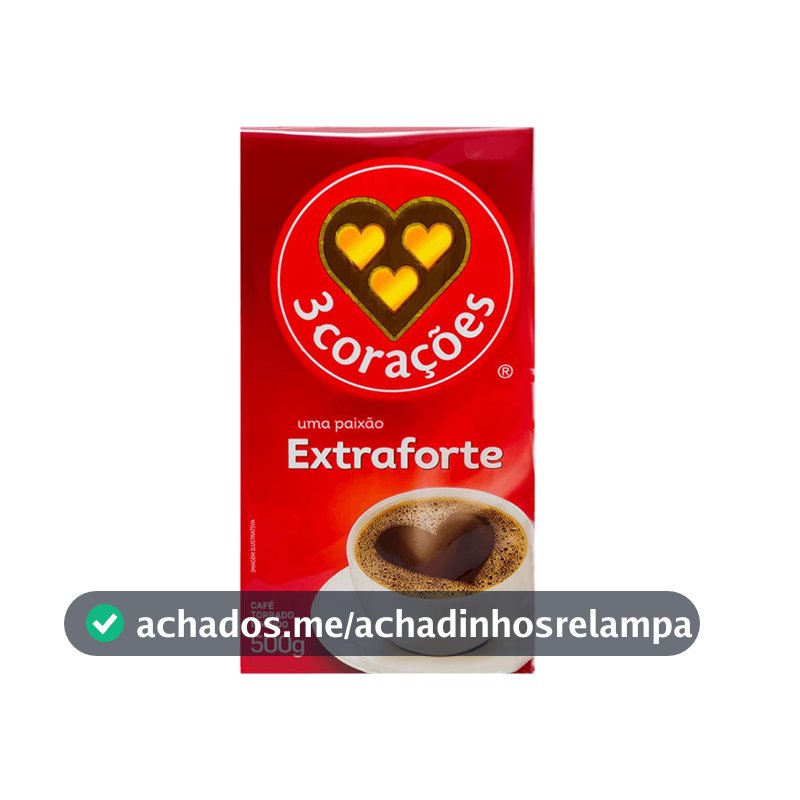3 Corações Café Torrado e Moído Extra Forte, 500g vácuo