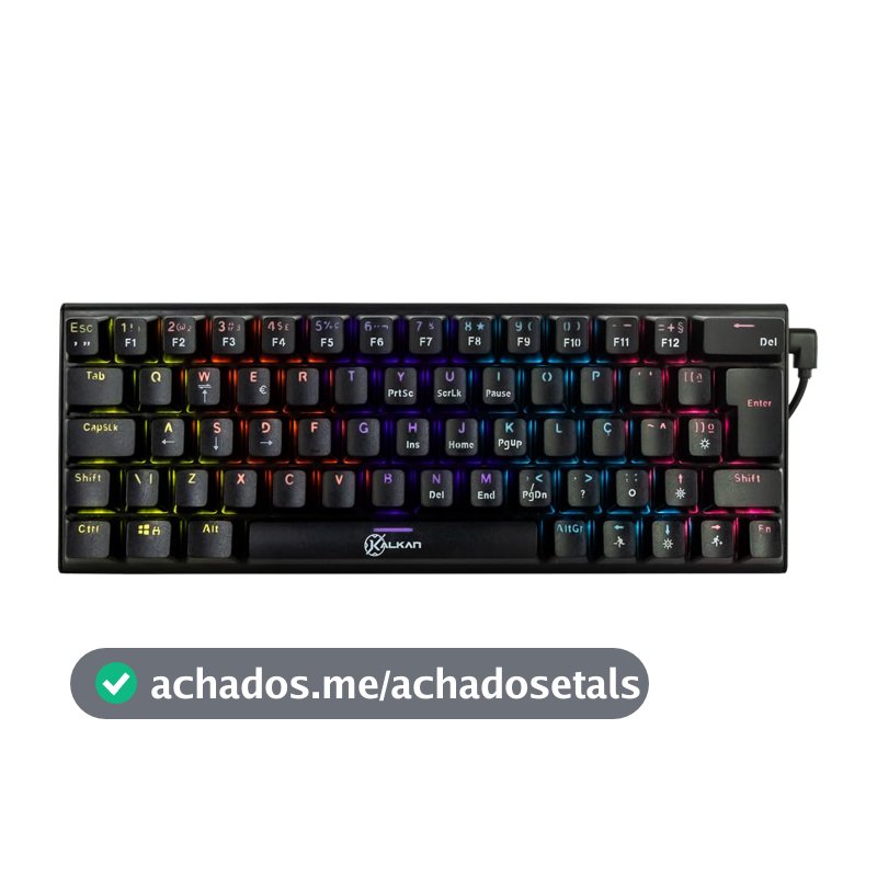Teclado Mecânico Gamer Kalkan Loki 60% Iluminação Rainbow Preto Switch Marrom USB Tipo-C KLK00015