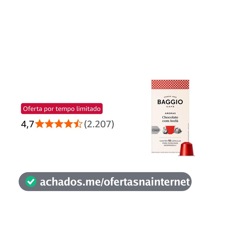 Baggio Café Cápsulas De Café Aroma Chocolate Com Avelã Compatível Com Nespresso Contém 10 Cápsulas