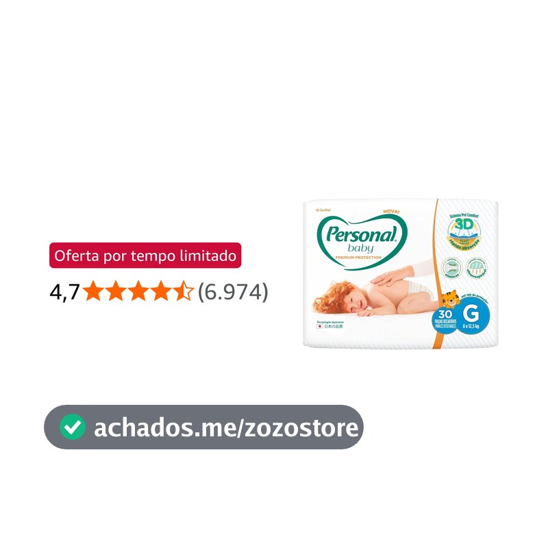 Personal Fralda Baby Premium Protection Grande 30Pads