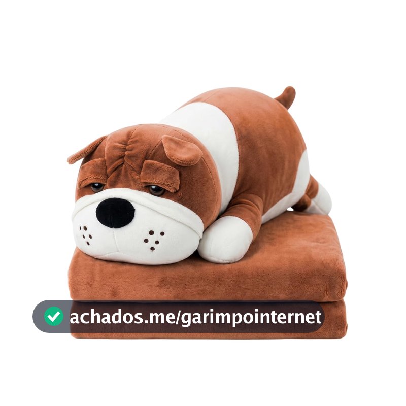 Pelúcia com Manta 2 em 1 Premium Infantil – Bichinhos Fofos com Zíper e Cobertor Embutido Super Macio Antialérgico (Cachorro)