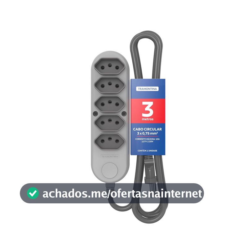 Tramontina Extensão Múltipla 5 Tomadas 2P+T 10 A 250 V 3 m