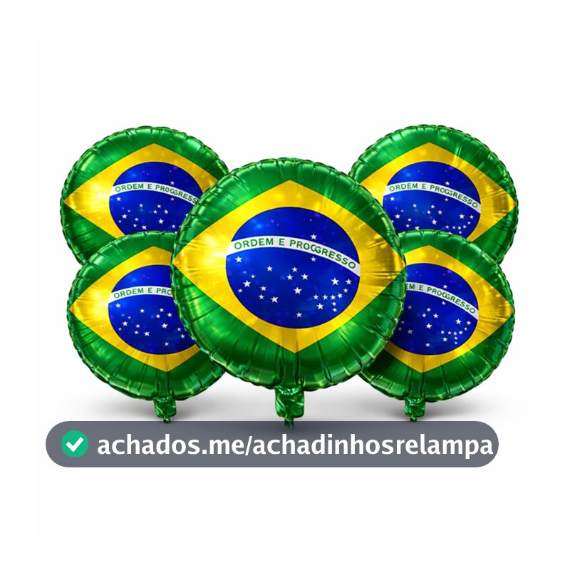 Kit 5 Balões Bandeira do Brasil 18 Polegadas 45cm Metalizado Copa