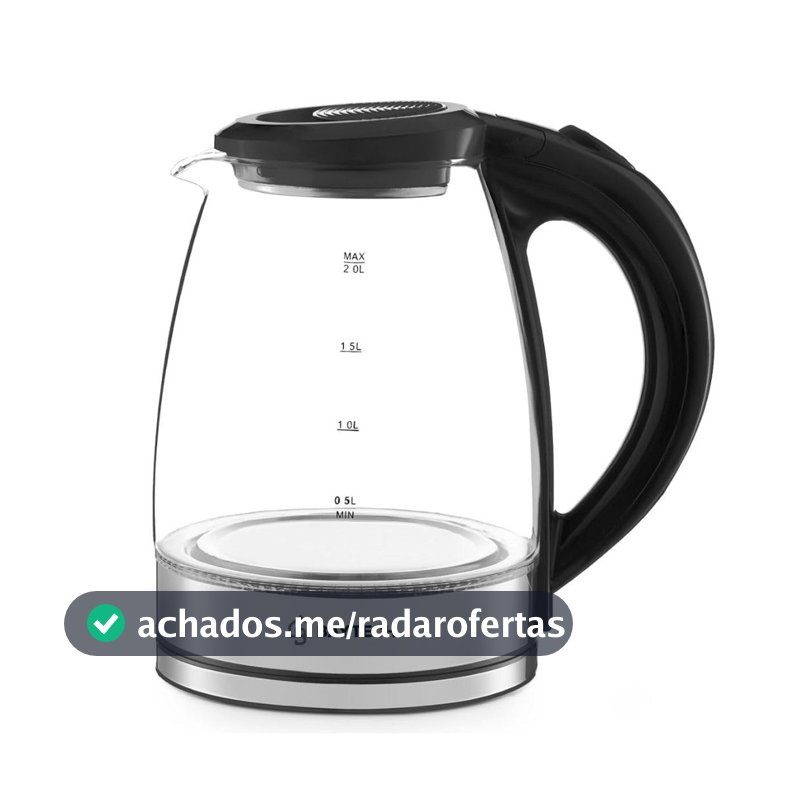 Chaleira Elétrica de Vidro 2 Litros 127/ 220V com Base Giratória 360° e Aquecimento Rápido 1000W (220v)