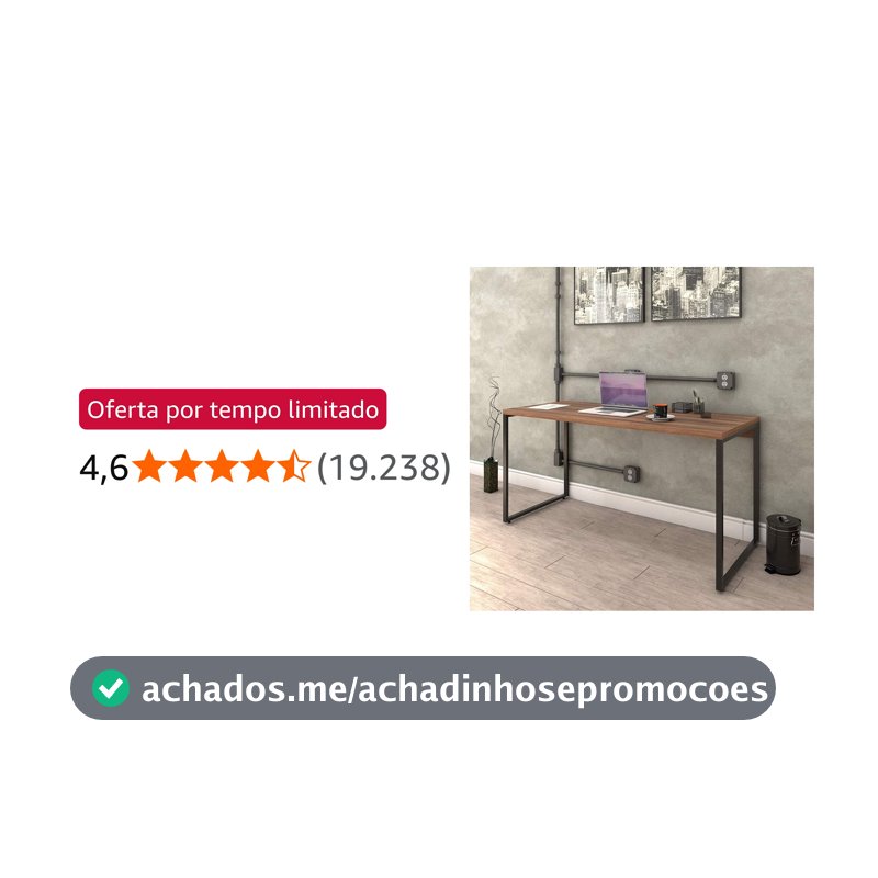 Mesa para Escritório Office Estilo Industrial 1,50m Kuadra, Compace