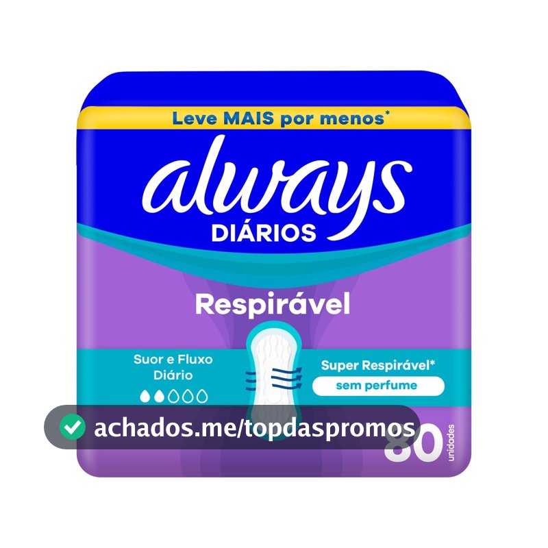 Always Protetor Diário Respirável Sem Perfume 80 Unidades
