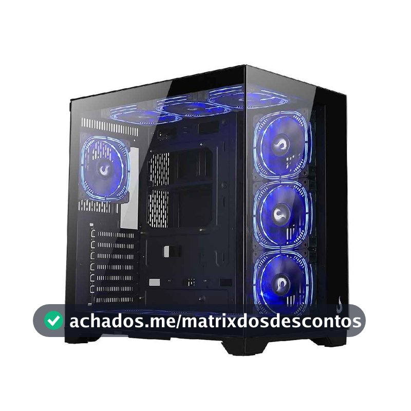Gabinete Gamer Rise Mode Galaxy Glass Standard V2, Mid Tower, ATX, Lateral e Frontal em Vidro Temperado, Sem FANs, Preto - RM-GA-GGST2-FB