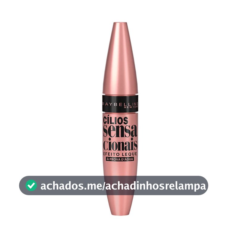 Maybelline NY Cílios Sensacionais Máscara de Cílios À Prova d'Água, Efeito Leque com Volume e Definição, Longa Duração e Não Empelota, Cor Preto Intenso, 9,5ml