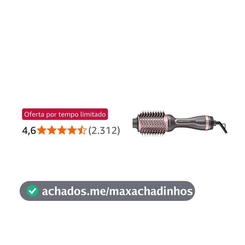 MONDIAL Escova Secadora Keratin, Bivolt, Grafite/Golden Rose - ES-11-BI