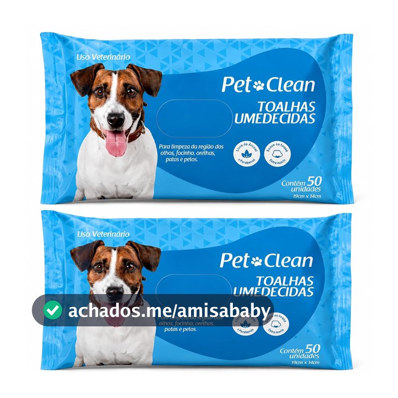 Lenço Umedecido Pet Cães e Gatos Kit com 100 Unidades Toalhas de Higiene para Patas Pelos Focinho Banho Seco Limpeza Diária Cachorro Gato Filhote Adulto Casa Viagem Passeio