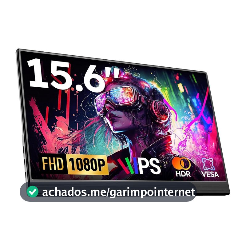 Bettdow Monitor Portatil 15,6'', FHD 1080P Monitor Portátil Conectado Com USB C Dupla/HDMI, IPS Extensor De Tela para Notebook com VESA e Suporte giratório de 90°, Plug and Play