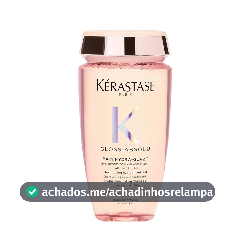 Kérastase, Shampoo Iluminador, Gloss Absolu, Hydra-Glaze, para todos os tipos de cabelos, com ácido hialurônico, ácido glicólico e óleo de rosa silvestre e ação antifrizz, 250ml