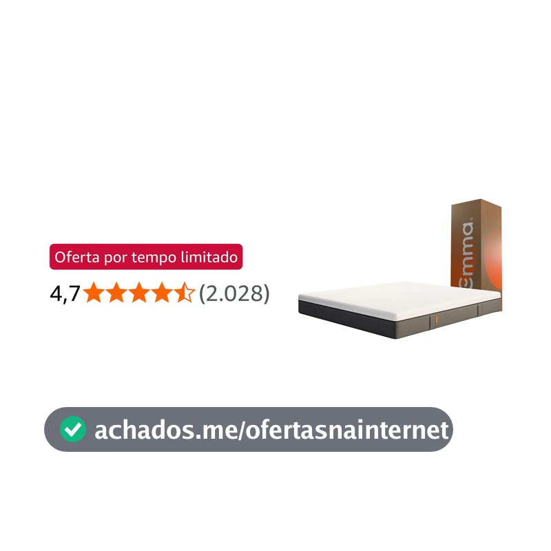 Colchão King Emma Original 25 cm - 193x203 cm, Espuma Viscoelástica 3 Camadas, Conforto Superior, Suporte para Coluna, Alta Respirabilidade, Capa Lavável, 10 Anos de Garantia, 100 Noites de Garantia