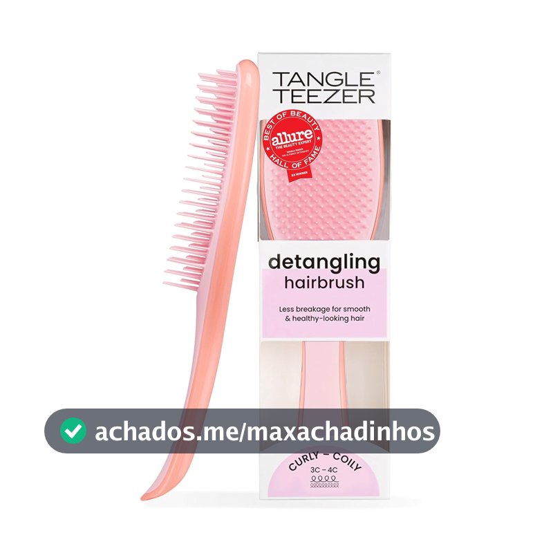 Tangle Teezer - Escova de cabelo desembaraçadora The Wet Detangler para texturas grossas a crespas. Ideal para o uso em fios úmidos Cor: Mango Pink