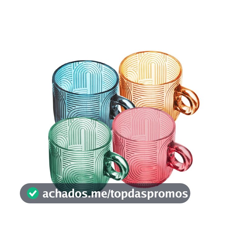 WOLFF - Conjunto 4 Xícaras de Vidro Frankfurt Colorido 220ml