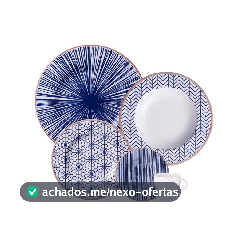 Aparelho de Jantar Tramontina Abstratta em Porcelana Decorada 20 Peças