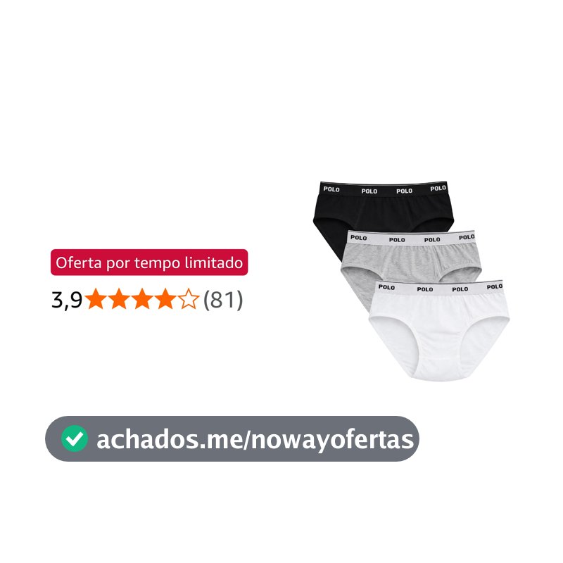 Kit 3 Cuecas Slip Polo Star Cotton 100% Algodão Penteado Masculina Adulto Tradicional