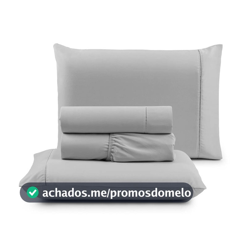 Jogo de Cama Casal Percal 400 Fios Ponto Palito 04 Peças, Antiácaro, Anti-pilling com Toque Macio - Cinza