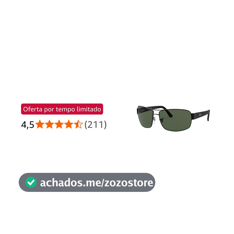 Óculos de Sol Ray-Ban Retangular Esportivo Unissex, Tamanho 64