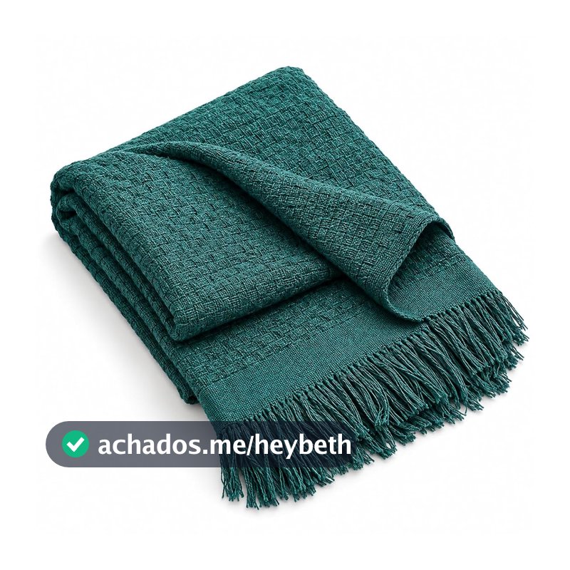 Decolab Manta para Sofá Toque Macio Boho Chic com Franjas Verde Musgo
