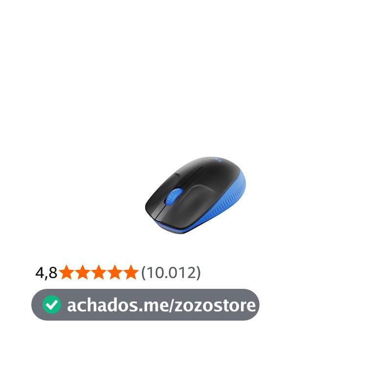 Mouse sem fio Logitech M190 com Design Ambidestro de Tamanho Padrão, Conexão USB e Pilha Inclusa - Azul