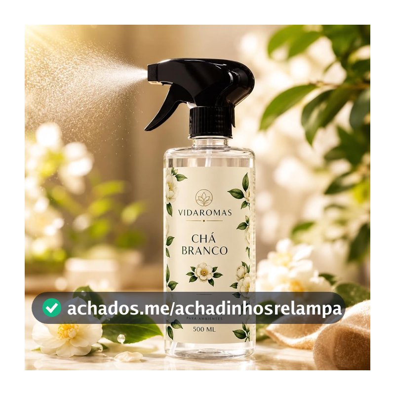 Água Perfumada para Ambientes Chá Branco 500ml Home Spray – Aromatizador para Casa, Sala, Quarto e Escritório – Fragrância Leve e Sofisticada