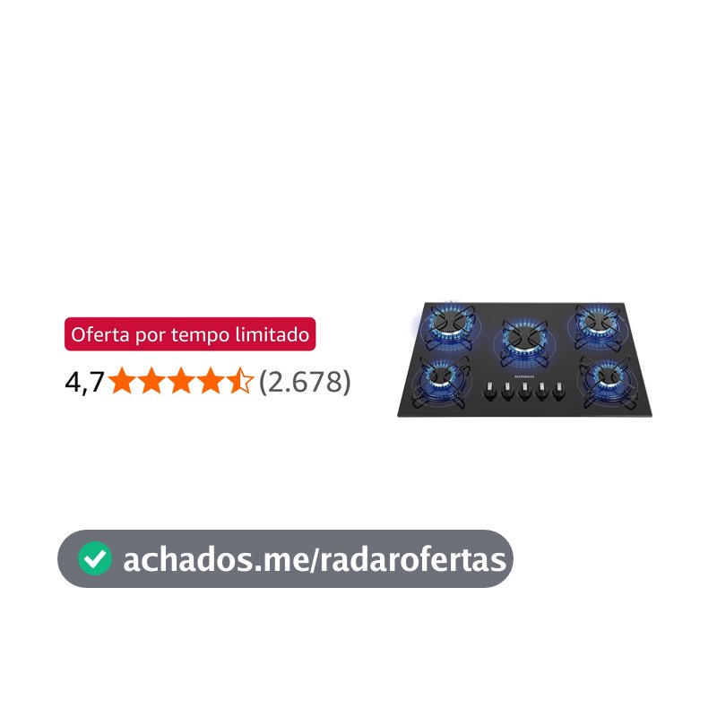 MONDIAL Cooktop a Gás, 5 Bocas, Preto/Inox, Bivolt - CTG-02