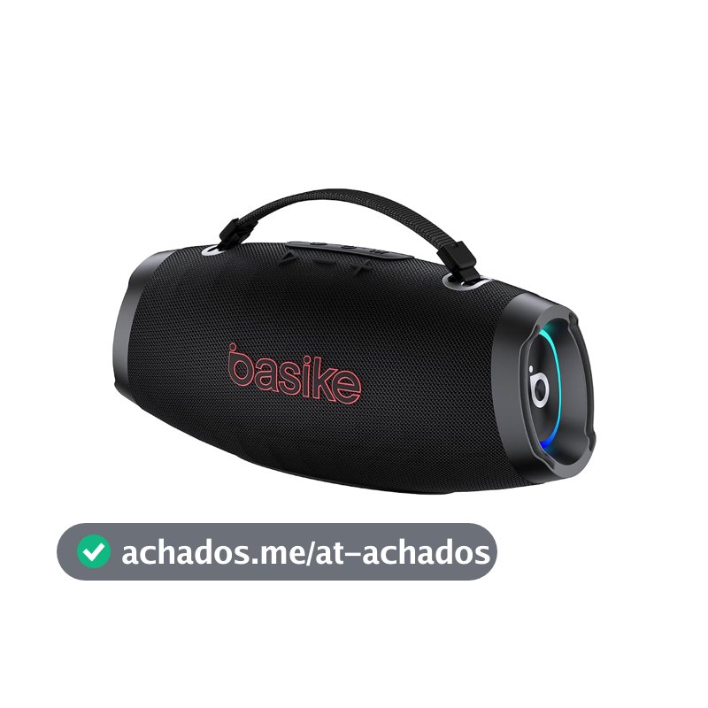Basike Caixa de Som Estéreo Sem Fio, Boombox 120W, Bluetooth, preto