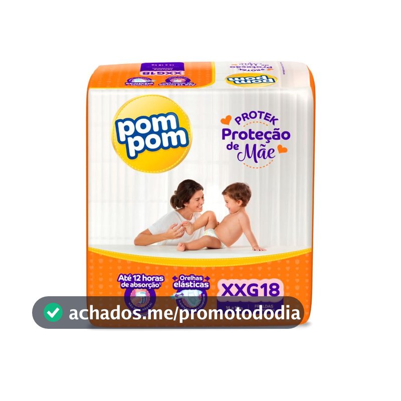 Fralda Pom Pom Protek Proteção de Mãe Jumbo XXG 18 Unidades