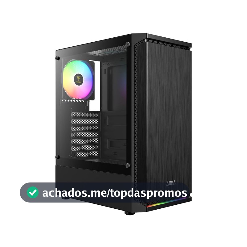 Gabinete Gamer Gamdias Aura GC8 Vidro Temperado LED ARGB Compatível ATX Preto AURA GC8 ARGB