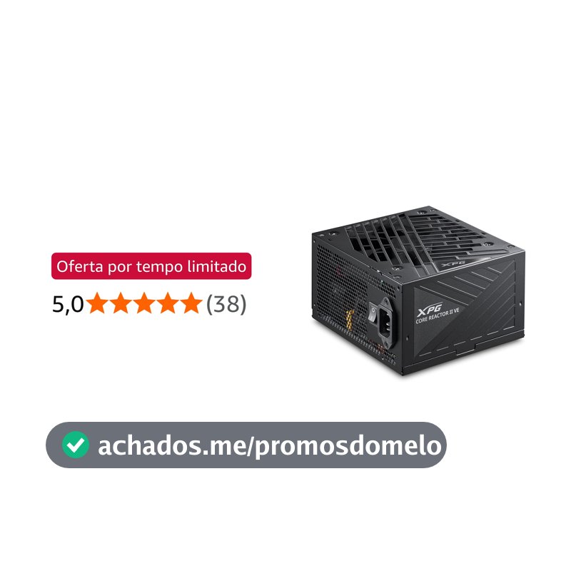 Fonte XPG Core Reactor II VE 850W Fonte de Alimentação ATX – Certificação Gold 80 PLUS e Cybenetics, totalmente modular, compatível com ATX 3.1/PCIe 5.1, conector 12V-2x6 dedicado para GPUs RTX série