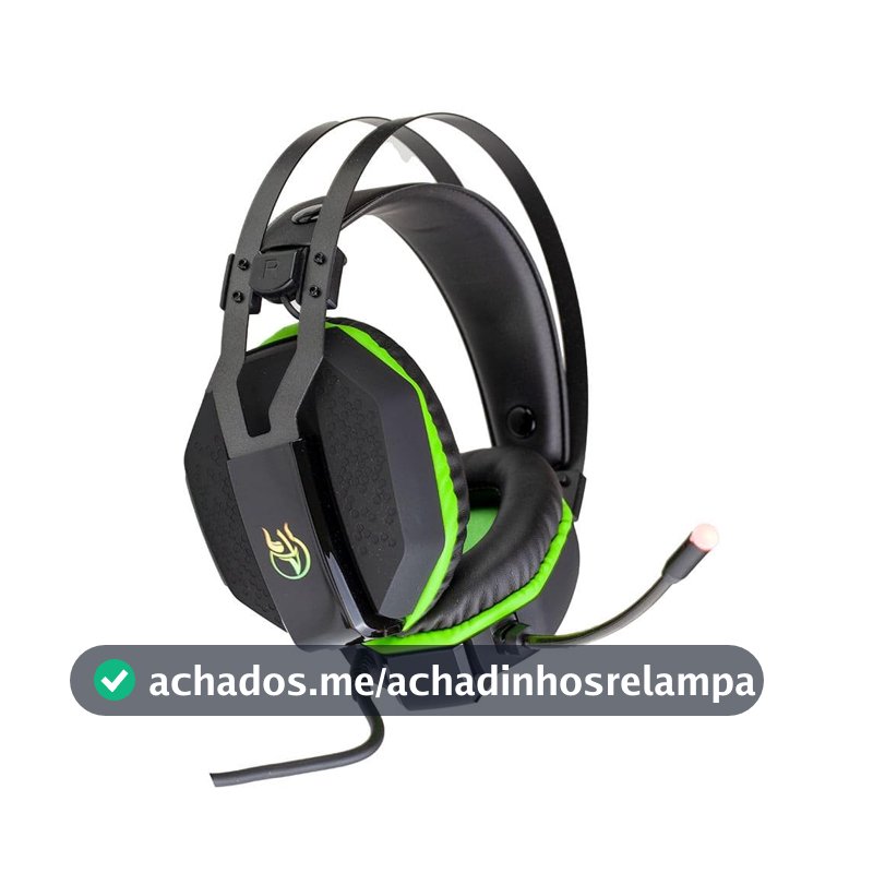 Kross Elegance Headset Gamer Aros 7.1 USB KE-HS200, Preto e Verde, Grande