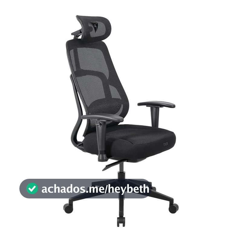 ThunderX3 Cadeira Ergonômica Yama Neue Preta Malha Mesh Respirável p/ Escritório e Gaming Suporta até 150kg - TX3-YAMA-NEUE
