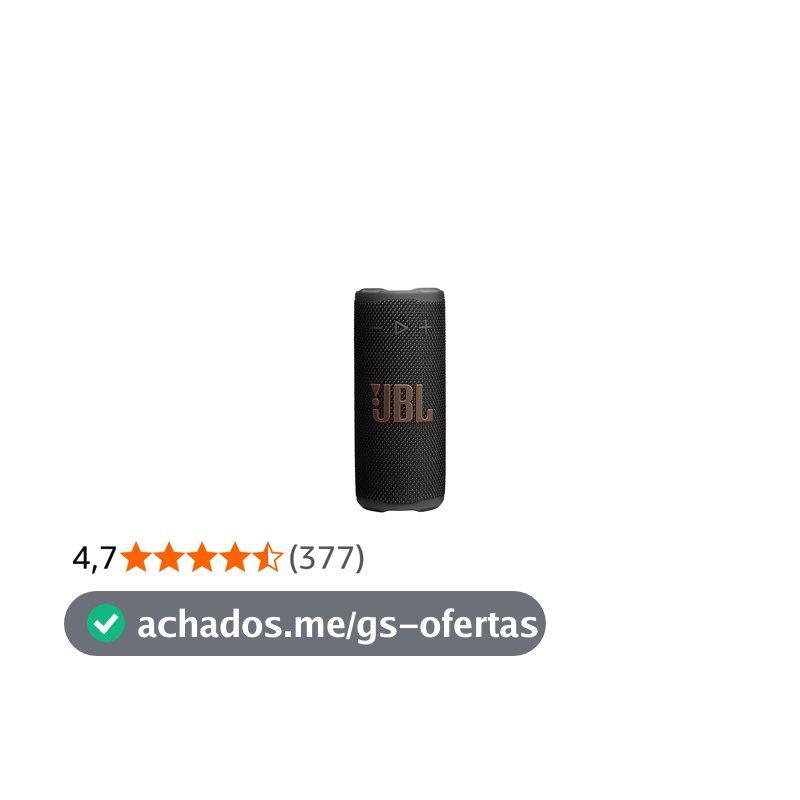 JBL Grip, Caixa de Som Bluetooth Portátil à Prova d'Água com Luz - Preto