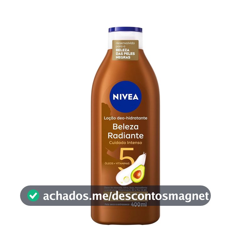 NIVEA Hidratante Desodorante Beleza Radiante Cuidado Intenso 400ml - Desenvolvido especialmente para a beleza da pele negra, ajuda na reparação das áreas ressecadas
