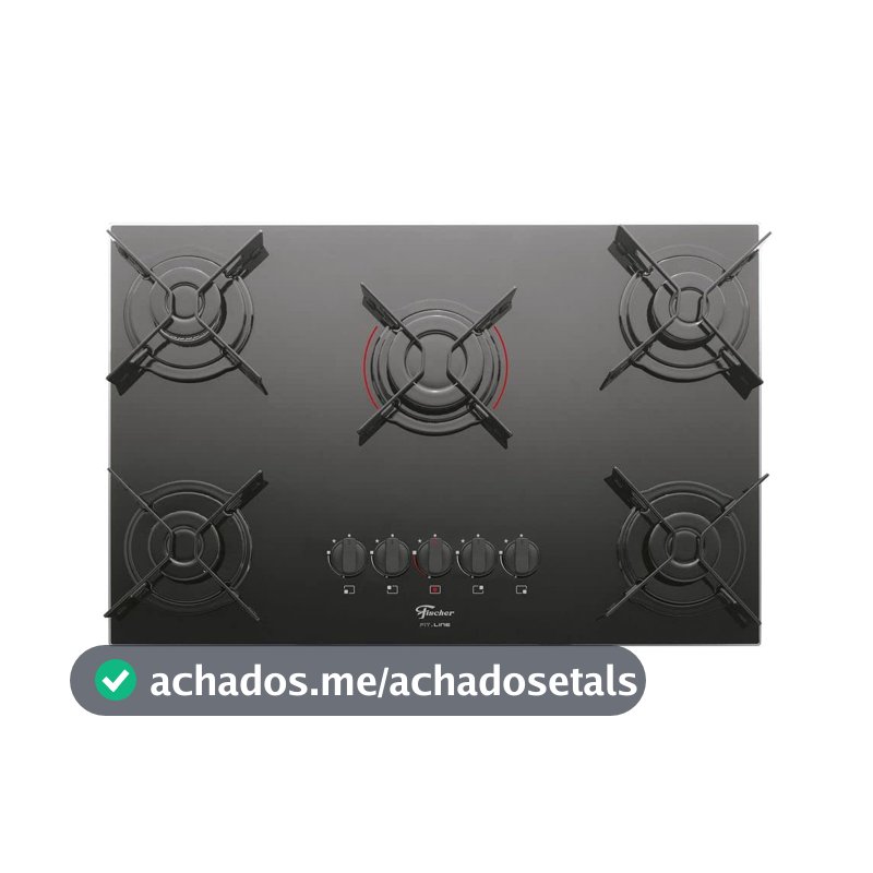 Fischer Cooktop à Gás 5 Bocas Fit Line Mesa Vidro Preto Bivolt - 26343-57174
