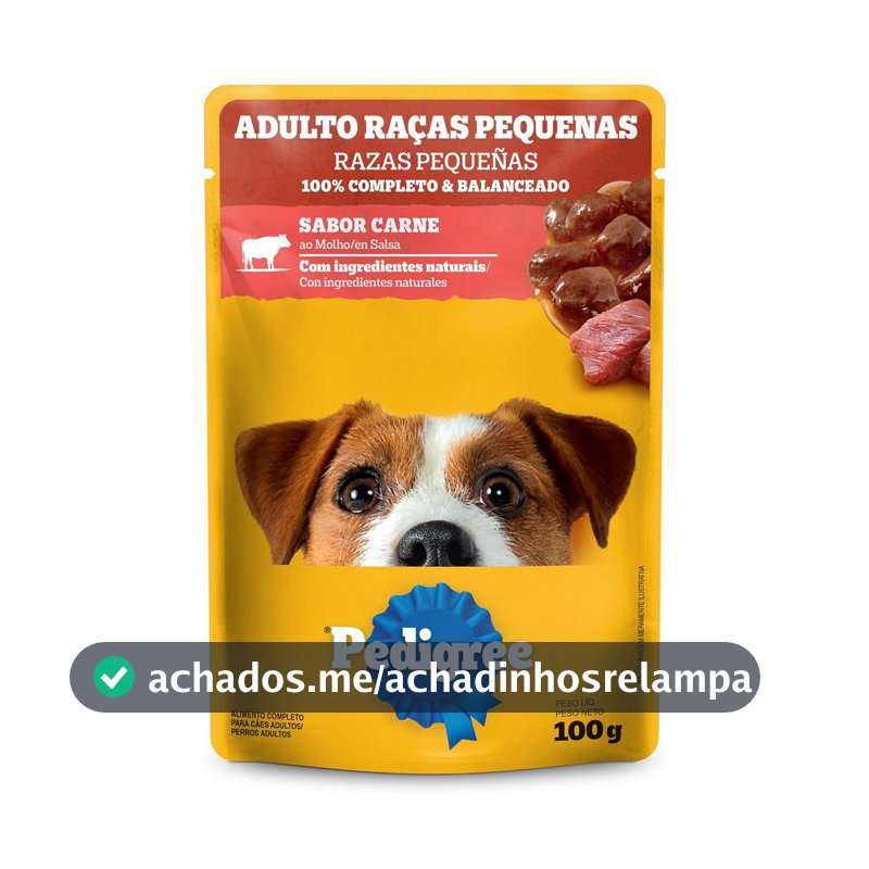 Ração Úmida Pedigree Sachê Carne ao Molho para Cães Adultos de Raças Pequenas 100 g