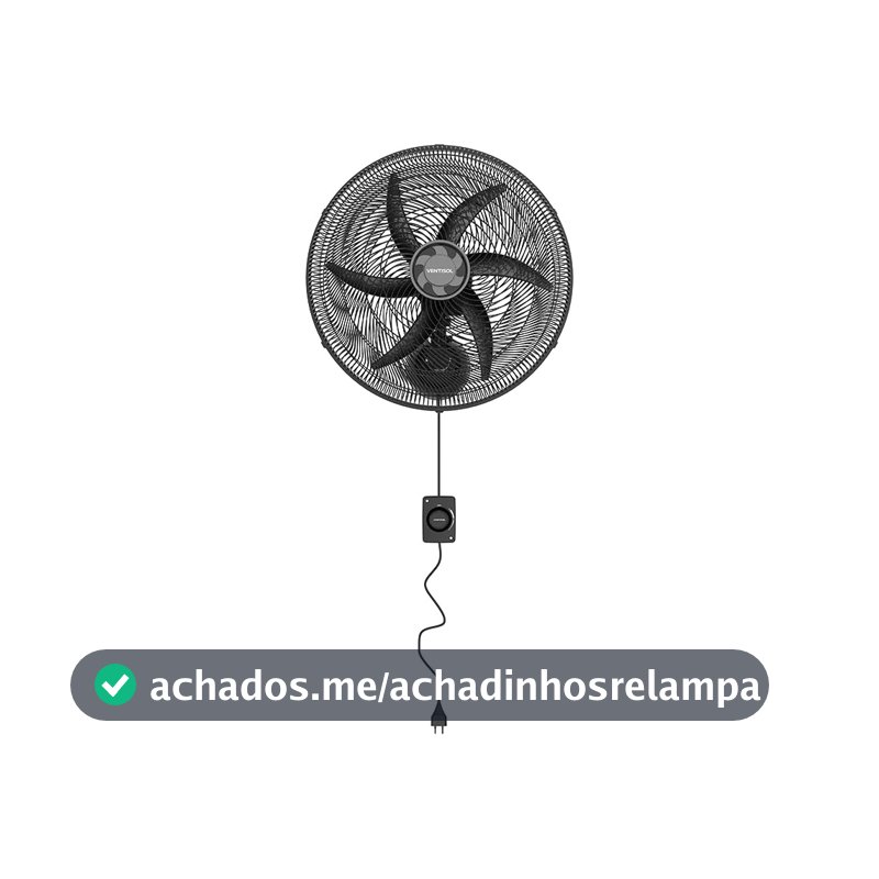 Ventilador de Parede Monta Fácil 50cm Preto 127V Ventisol