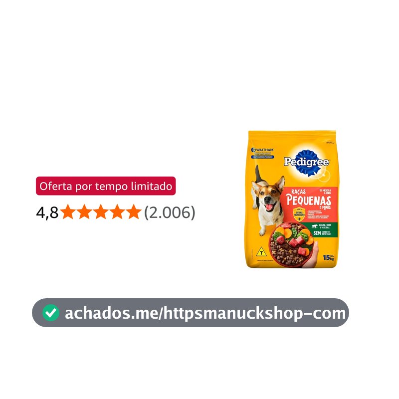 Ração Pedigree Carne e Vegetais Cães Adultos Raças Pequenas e Minis 15 kg